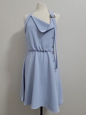 Cue Light Blue Halter Neck A-Line Dress